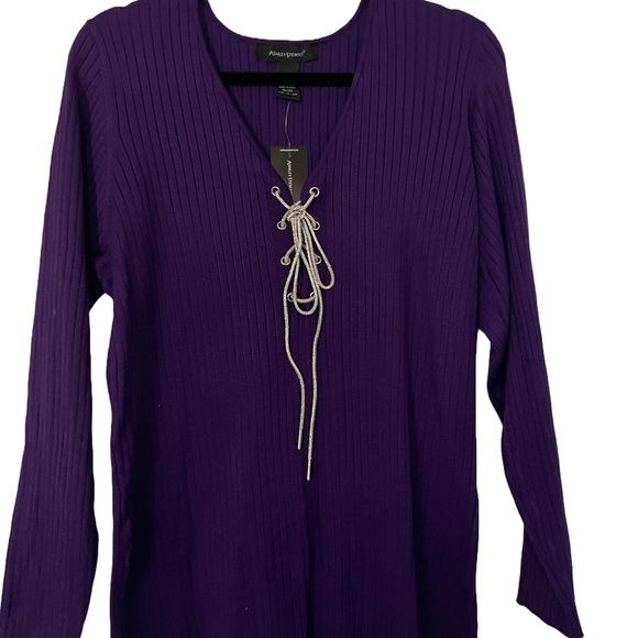 Purple Lace-Up Sweater - Picture 1 of 1